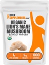 BulkSupplements.com Organic Lion 's Sörénygomba kivonat por - Lions Mane Supplement Powder, Superfood for Well- Being - Vegan, 1 g / szerving, 1 kg (2,2 kg) (1-es csomag)