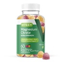 VITEEY Magnézium gumik felnőttek számára - 170mg Magnézium citrát gumi a nyugalom, alvás, idegrendszer és izomműködés támogatás - Vegan, glutén mentes - 60
