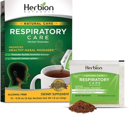 HERBION Naturals Respiratory Care Herbal Granules 10 Ct, az egész családnak, egészséges légzés funkció, enyhíti köhögés, 10 gróf, csomag 1