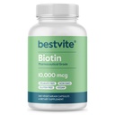 BESTVITE Biotin 10,000µg (240 Vegetáriánus kapszula) - Nincs Stearates - Nincs Dicalcium Foszfát - Nincs Mesterséges Édesség - Nincs Flavor - Nincs Áramlásügynök - Vegan - Nem GMO - Gluten