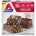 Atkins Double Fudge Brownie Protein Meal Bar, High Fiber, 15g Protein, 1g Sugar, 4g Net Carb, Meal csere, Keto Friendly