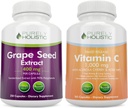 Tisztán Holisztikus Szőlőmag kivonat 400mg + C-vitamin 1000mg Time Release Bundle - 615 Vegan kapszula - Készült az USA-ban