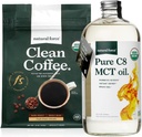 Natural Force Dark Roast Clean Coffee + Organic Pure C8 MCT Oil Bundle - 100% C8 MCT & Mold & Mycotoxin Free Coffee - Non-GMO, Keto, Paleo, Vegan - 12 Oz és 32 Oz
