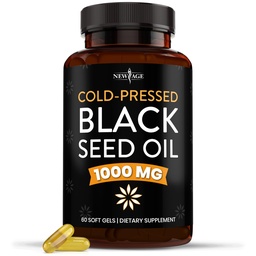 NEW AGE Black Seed Oil Softgel kapszula - Premium Cold- Pressed Nigella Sativa Producing Pure Black Cumin Seed Oil - Non-GMO & Vegetáriánus (60 Softtels)
