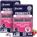 Bio360 Probiotikumok nők számára Vaginigal Health - Támogatja a pH egyensúly, hüvelyi, vizeletürítés, & emésztési egészség - 50 milliárd CFU & 15 Egyedi Strains egészséges hüvelyi illat & hüvelyi növény - Tartály