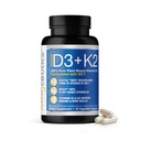 D3 K2-vitamin MCT-vel, 5000 NE Vegan D3 & 100 µg MK7 K2, Support Strong Bones and Immune Health - 30 kapszula (30 napos ellátás)