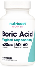 Nutricost Boric Acid 600mg, 60 kapszula - hüvelyi kúp - nem-GMO - nőknek