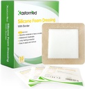 kastromed Silicone Adhesive Foam Dressing with Gentle Border 4 "x4" 10 Pack, High Absorbency Foam Weund Bandage for Bed Sore, Leg Ulcer, Diabetic Ulcer