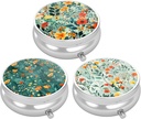 3 Pack Pill Box, Kis Pill Case Purse & Pocket, Cute Travel Medicine Organizer, Portable Medicine Container Holder to Hold Vitamins, Medication, Fish Oil & Supplement, Pretty Flowers