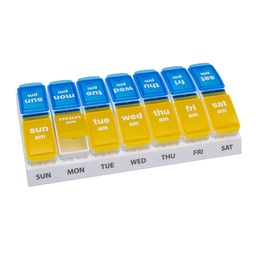 EZY DOSE Hetente AM / PM Pill Organizer, 7- napos vitamin és gyógyszeres doboz nagy Pop- Out kompartmentekkel, 2 alkalommal egy nap Pill Holder könnyű adagolás, sárga és kék Lids, Travel- Friendly Design