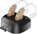 Digitális halláserősítő - A fül mögötti személyes halláserősítő hangerősítő pár, BTE Digitális halláserősítő USB töltő dokk által MEDca