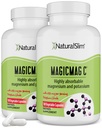 MagicMag C által NaturalSlim, Magnézium citrát Kálium izomrelaxáció, Alvásminőség, Idegfunkció & Elektrolit támogatás, Napi Magnézium kiegészítés férfiak és nők, 100 kapszula 2pk
