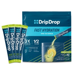 DripDrop hidratációs csomagok - Lemon Lime - Single Serve Electrolites Powder Drink Mix - Non-GMO, Gluten Free, Vegan - 32 Sticks