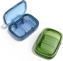 2 Pack 3 Commissite Small Pill Box, Nedvesség Bizonyíték Case, Utazási Organizer for Pocket Purse, Napi hordozható gyógyszer Vitamin Konténer, Halolaj és kiegészítés tároló
