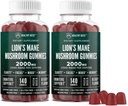 Lions Mane Gushroom Gumies felnőtteknek, 280 Count Bulk Lion 's Mane Chewables, High Potency 10: 1 Organic Extract means to 2000mg, Supports Mental Clarity, Focus, Mood and Brain Fog, 2 Pack