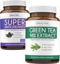 Antioxidánsok és zöld tea kivonat (1 hónapos ellátás) Antioxidáns zöld fúzió - Super Antioxidánsok - Erőteljes Super Food Napi keverék (120 Cap) és zöld tea kivonat EGCG polifenol katechinekkel (60 Cap)