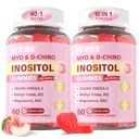 Myo-Inositol & D-Chiro Inositol Gummie für Damen 2000mg + 50mg, 40:1 Ratio Inositol mit Vegan Omega-3 + D3, Magnesium Glycinat, Methyl Folate + B12 für Frauen Gesundheit & Wellness, Sugar Free, 120 Cts