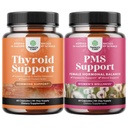 Thyroid Support Complex Herbal és Herbal PMS Support Supplement for Women - Mood Enhancer Energy Supplement for Thyroid Health - Feminine Balance Complex PMS Vitamins for Women