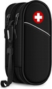 SITHON Double- Layer Epipen Carrying Case, Travel Medication Organizer Bag Sürgősségi Orvosi Pouch Holds 2 EpiPen, Asthma Inhaler, Anti- Histamine, Auvi- Q, Allergia Medicine Essentials (fekete)
