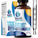 Liquid Collagen and Biotin, 2 Fl. Oz, Ultra- Strength Collagen Peptides for Women, Third-Party Tested Biotin for Hair Growth Women, Nails, and Skin Vitamins B7 Collageno Peptides - Vanilla Flavor