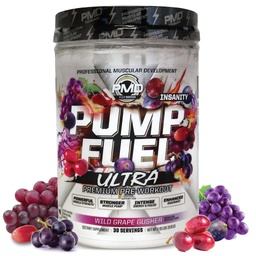 PMD Sports Pump Fuel Ultra Insanity - Premium Pre Workout Powder & Muscle Pump, nagyobb fókusz, Endurance & Recovery, Premium Creatine, Arginine & Beta Alanine - Wild Grape Gusher (30 szerváció)