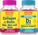 WellYe Collagen + Biotin + D3-vitamin 5000 NE cukormentes, gumicukor bundle - nagy ízű, vitaminpótló, glutén mentes, GMO mentes, rágógumi