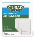 CURAD Fehér Vízálló tapadó lapok, 4 "x 4", Advanced Wound Care, 1 doboz, 8 gróf