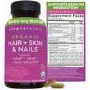 Biotin 5000 mcg Haarhaut Nägel Vitamine für Frauen – Organische und vegetarisch-Friendly Ergänzung mit Vitamin E, B-Vitamine, Spirulina, Pferdeschwanz und Superfood-Mischung, um Keratin zu produzieren – 120 Zähler
