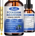 Kálium-magnézium kiegészítés - magas abszorpció Magnézium Komplex 500 mg & Kálium-99mg Plusz kalcium, D3-vitamin, Cink, Cukor-mentes cseppek kiegészítése lábszárrák, energia, anyagcsere (áfonya)
