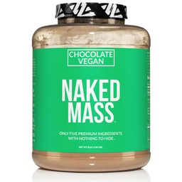 NAKED Vegan Mass - Chocolate Vegan Weight Gainer - 1,280 Calories, Non-GMO, Soy & Gluten Free, No Manual Ingredients - 8LB Bulk - 11 Servings