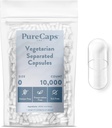 PureCaps USA - Üres vegetáriánus Vegan Pill Capsules Size 0) 124; 10 000 szétválasztott Pills) 124; Clear 124; Non-GMO Certified 124; SLS, Gluten, Preservative Free