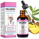 Collagen macskáknak, Cat Collagen folyékony cseppek macskák biotin, MSM & Ginger Digestive & Immunity Support, Itch Relief, Skin & Coat and Joint Health, Cat Supplement 60ml