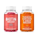 Biotin & Turmeric Vegan Gumies Combo 124; Max Strength Hair Growth, Skin Health, és az összhatásfoka Wellness d.o.124; 10000mpg Biotin & 95% Szabványosított Turmeric Curcumin