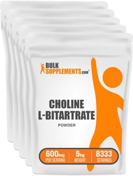 BulkSupplements.com Kolin-bitartarát por - mint kolin-L- bitartarát, kolin kiegészítés - glutén mentes, 600mg / szerving, 5kg (11 kg) (5-ös csomag)