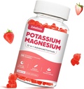 Kálium Magnézium-kiegészítő gumik felnőttek számára, Magnézium-glicinát és Kálium-citrát, Plus Multivitamin, Omega3 & Fekete Bors, Lábrák, Izom és Szív Egészség, 60ct