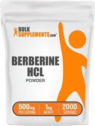 BulkSupplemens.com Berberine HCl Powder - Berberine Supplement, Berberine 500mg, Berberine Powder - Gluten Free, 500mg per Serving, 1 kg (2,2 kg) (1 db)