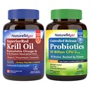 Krill olaj és probiotikumok 50 billió bundle, Professional Grade, Non-GMO, Heart, Joint, Gut Function & Immune Support