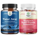 Bundle of Water Away Pills - Folyadékretenciós kiegészítés Gyermekláncfű Levélkivonat a puffadás enyhítésére - kapszula a láb és lábszárduzzanat és női multivitamin gumikat felnőttek energia & immunitás