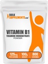 BulkSupplements.com Tiamin mononitrát por - B1-vitamin por, tiamin B1 kiegészítés - B1 vitaminok, glutén mentes, 125mg per szerving, 100g (3,5 oz) (1-es csomag)
