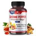 Cayenne Pepper 7 1 - - a Gyömbér, Kurkuma, Fahéj, Fekete Pepper - Promotes Emésztési Rendszer funkció (150- napos ellátás (csomag 1))