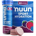 Nuun Sport Electrolyte tabletta Magnéziummal, kalciummal, káliummal, kloriddal és nátriummal, gluténmentes & Vegan, Tri- Berry, 8 csomag (80 szerva összesen)