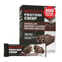 MUSASHI Protein Crisp Bar, 20g fehérje, 4g Total sugar, csokoládé Brownie, post workout és Snack On The Go, 12 csomag 2.1oz (60g) Bárok