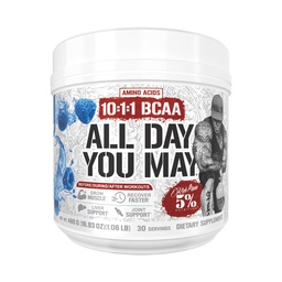 5% Táplálkozás Rich Piana AlldayyouMay BCAA Premium Intra & Post Workout Amino Acids, EAA, Electrolites Amino 124; Hidratáció, Endurance, Recovery 124; Vegan & Keto 124; 16.4 oz, 30 Srvgs (kék málna)