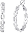 Senteria 925 Sterling Silver Earrings Hoops for Women Lightweight Twisted Hoop Earrings With Cubic Zirconia Hypoallergenic Hoops Earrings (20 / 30 / 40 / 50 / 60MM)