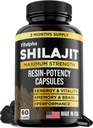 Resin- Potency Shilajit kapszula (50% Fulvic Acid) - 500 mg Max Potency kivonat - Organic Shilajit - Készült USA - 85 + Trace Ásványok - Havi ellátás - 60 gróf
