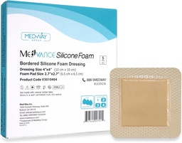 MedVance TM Silicone - Killed Silicone Adhesive Foam Dressing Size 4 "x4" (2.7 "x2.7" pad), Box of 5 dressings