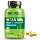 NATURELO Vegan DHA - Omega 3 Omega az algából - Supplement for Brain, Heart, Joint, Eye Health - Provides Essential Fatty Acids for Women, Men and Kids - Compements Prenatal Vitamins - 60 Softgels