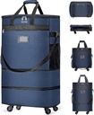 Suitcase with Wheels Explandable poggyász Foldable Suitcase with 4 Universal Wheels Collapsible Rolling Travel Bag Big Capacity Duffle Bag (Blue)
