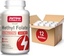 Jarrow Formulas Metil Folate 1000 µg, Diétás kiegészítés, Metil Folate a celluláris energia támogatás, 100 Veggie kapszula, 100 napos ellátás, (12-es csomag)