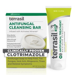terrasil gombaellenes krém + gombaellenes szappan 2-Termék Kit Clinically- Proven Clotrimazole Hatékony kezelés & Relief: Jock Itch Athletes Foot Fungal Yeast Infection Ringwork (50g Tube & 75g bar)